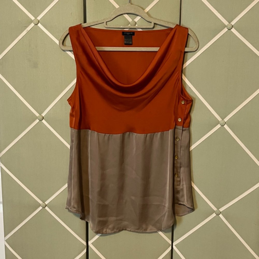 Ann Taylor Orange and Tan Sleeveless Top